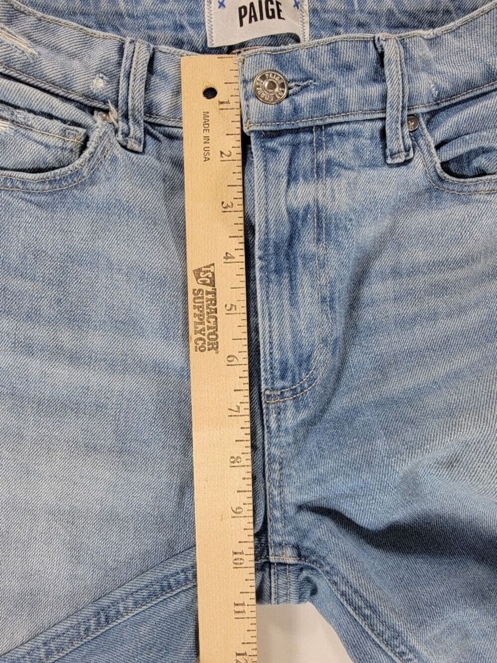 PAIGE Leenah Wide Leg Jeans Light Blue Denim Wash Womens 26x31 Stretch - Picture 10 of 12